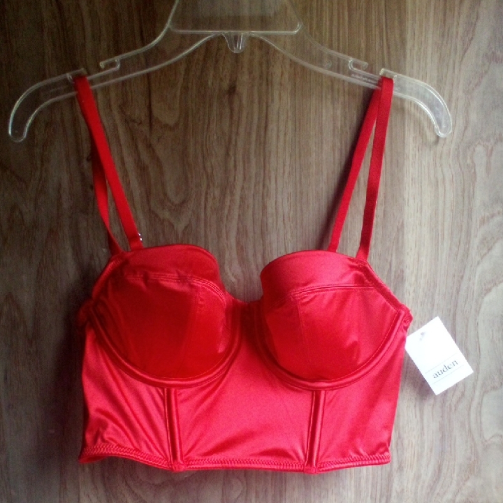 Auden Red Structured Bra with Adjustable Straps